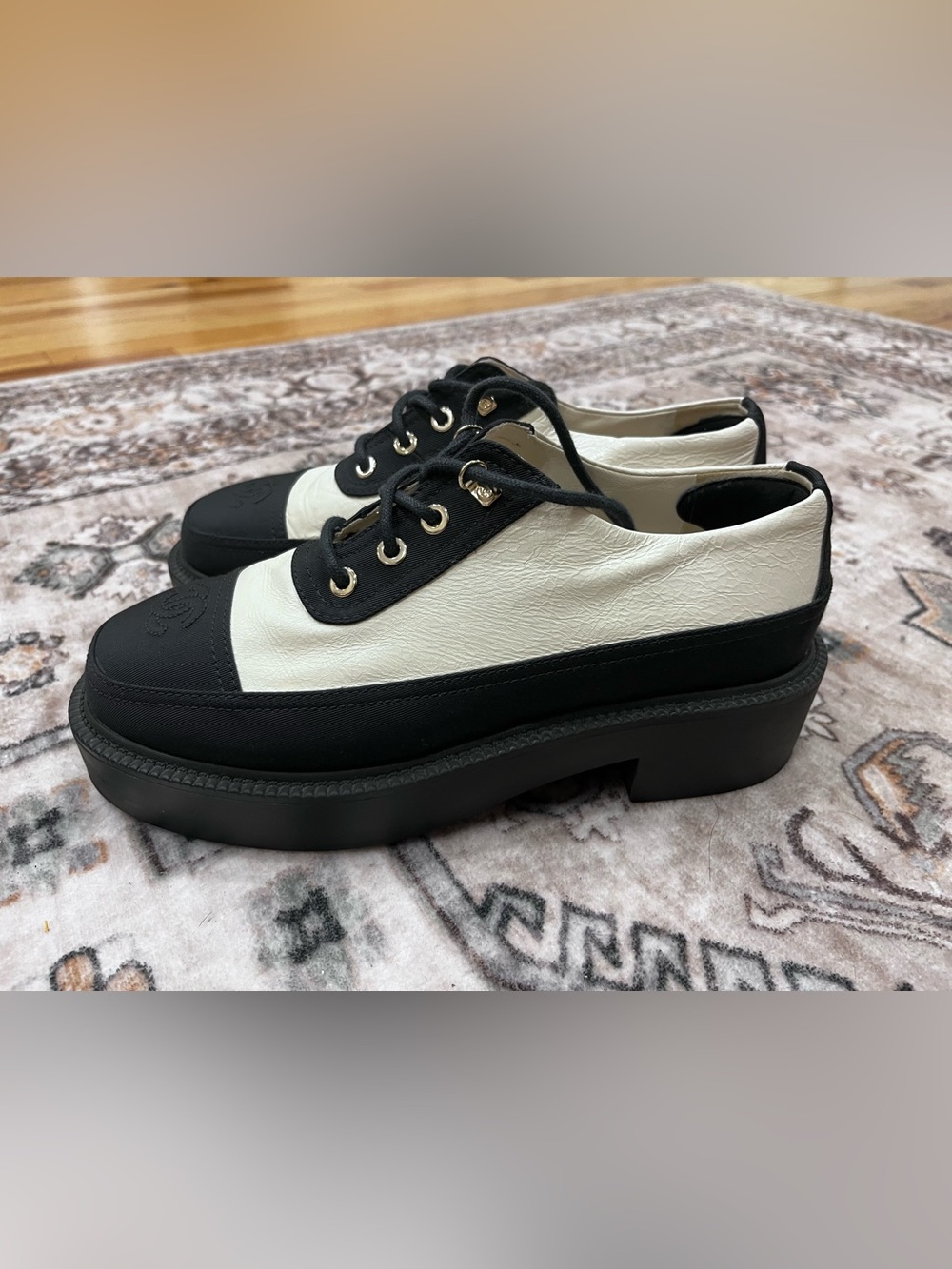 CHANEL Black and White oxfords